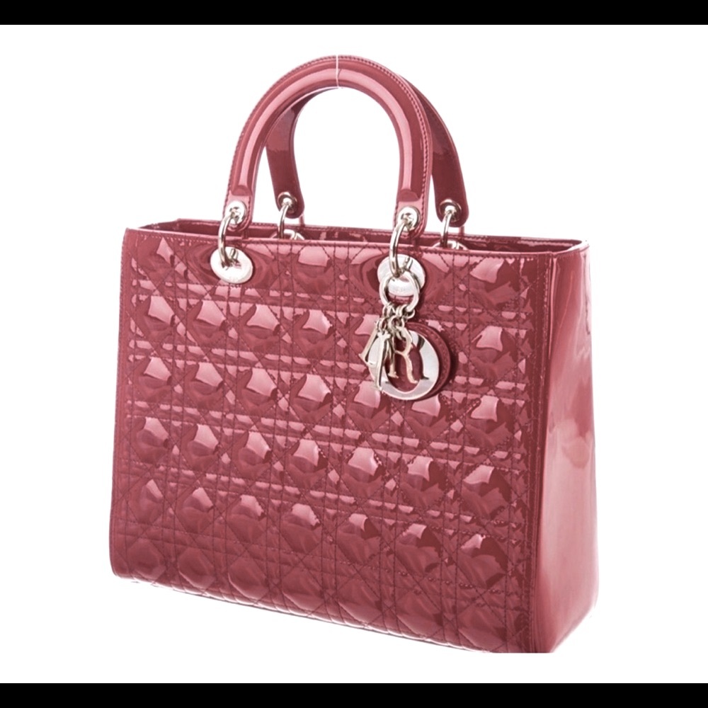 CHRISTIAN DIOR Dark RED / light Burgundy patten leather Cannag Bag - Picture 11 of 16